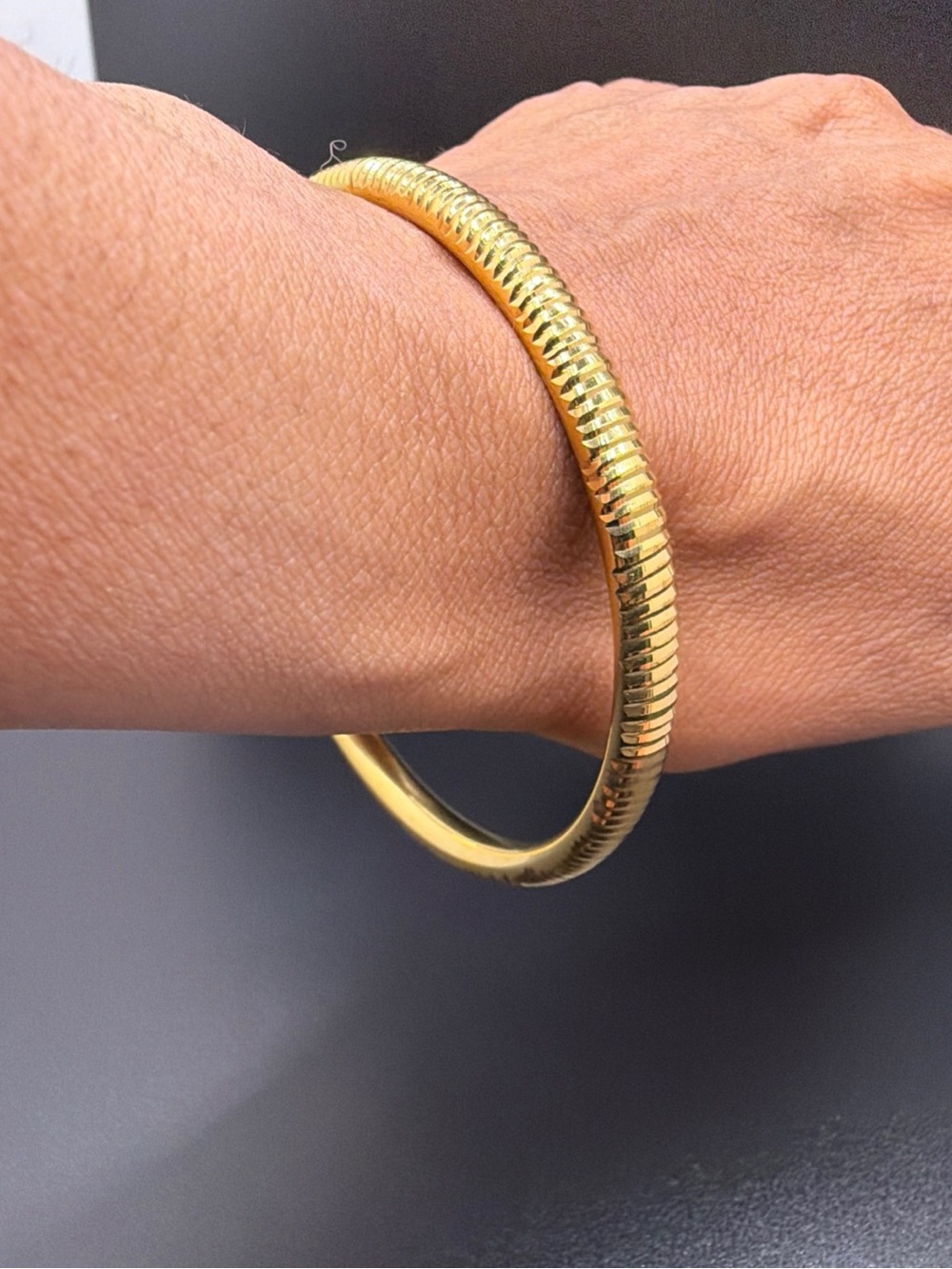 MILOR Italy 14K Gold Electroform Resin Core Textured Bangle Bracelet
